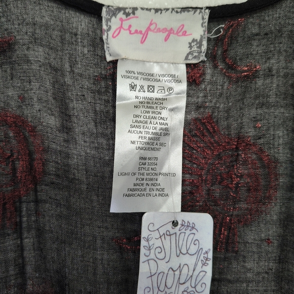 Free People Black and Rose Gold Mesh Light of the Moon Printed Kimono One Size - Picture 6 of 12